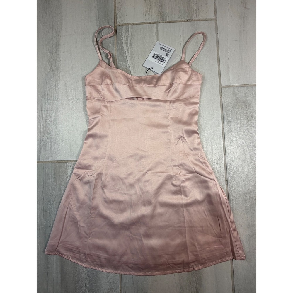 Princess Polly Powell Mini Dress Pink Satin Cutout Sleeveless US 0 AU 4 NEW